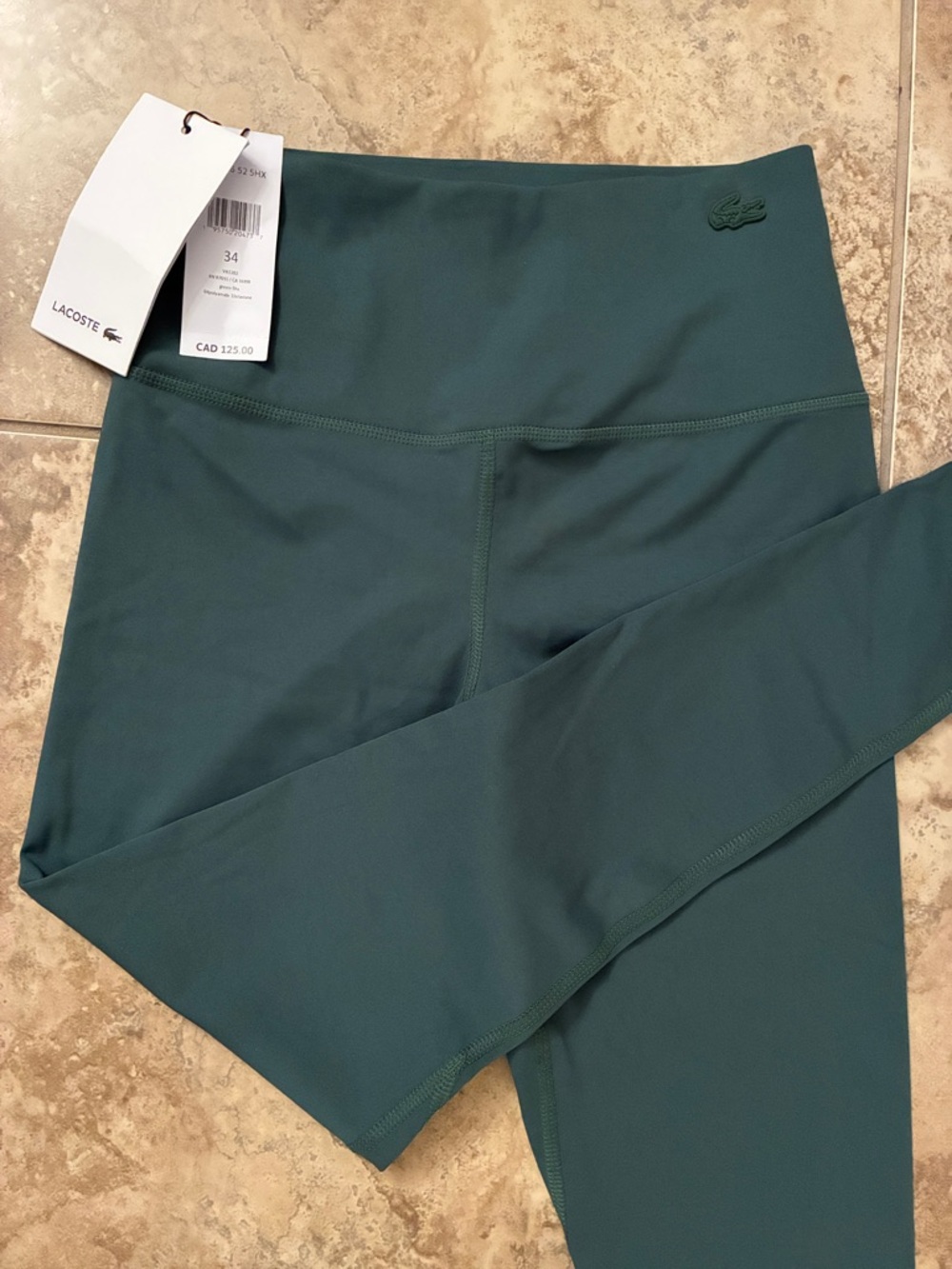 Lacoste NEW Deep Teal hunter green Sculpting High-Rise Leggings 34 XS